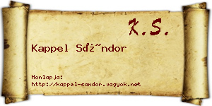 Kappel Sándor névjegykártya